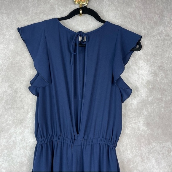 Wilfred Aritzia Fleurette Ruffled Wide-Leg Jumpsuit Navy Blue Women's Size S - Picture 10 of 10